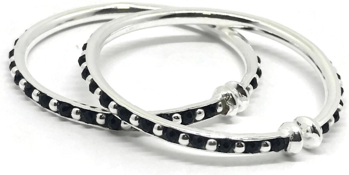 Baby silver bangles 2025 with black beads